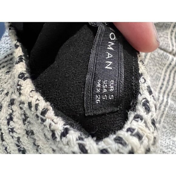 Zara Womens Black & White Striped Short-Sleeve Dress Small Tweed - Picture 9 of 13